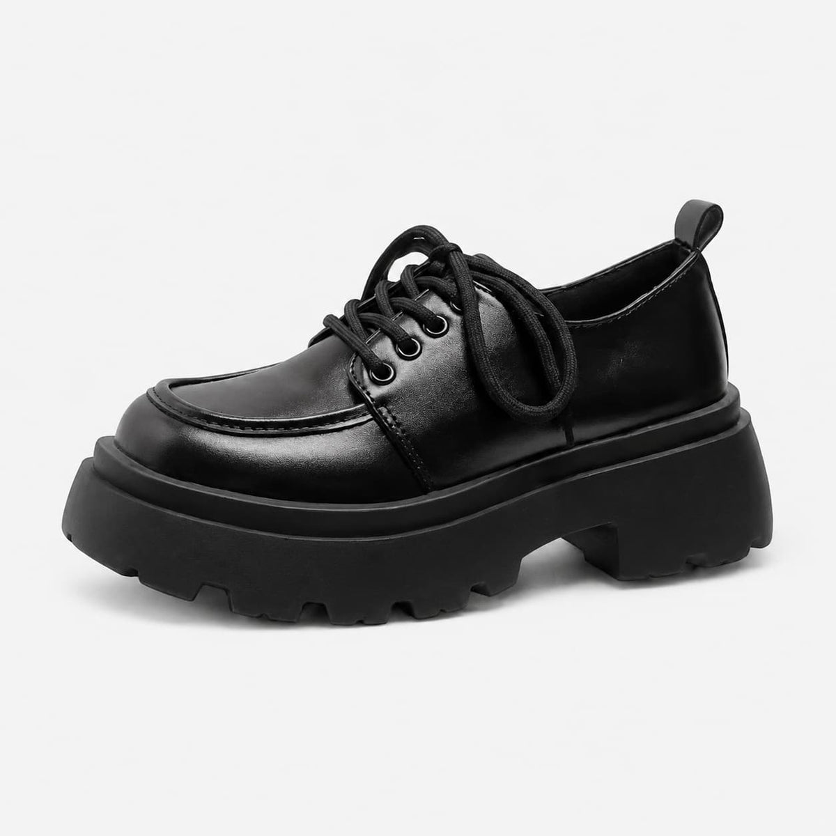 Mocassins À Plateforme En Cuir Synthétique Noir
