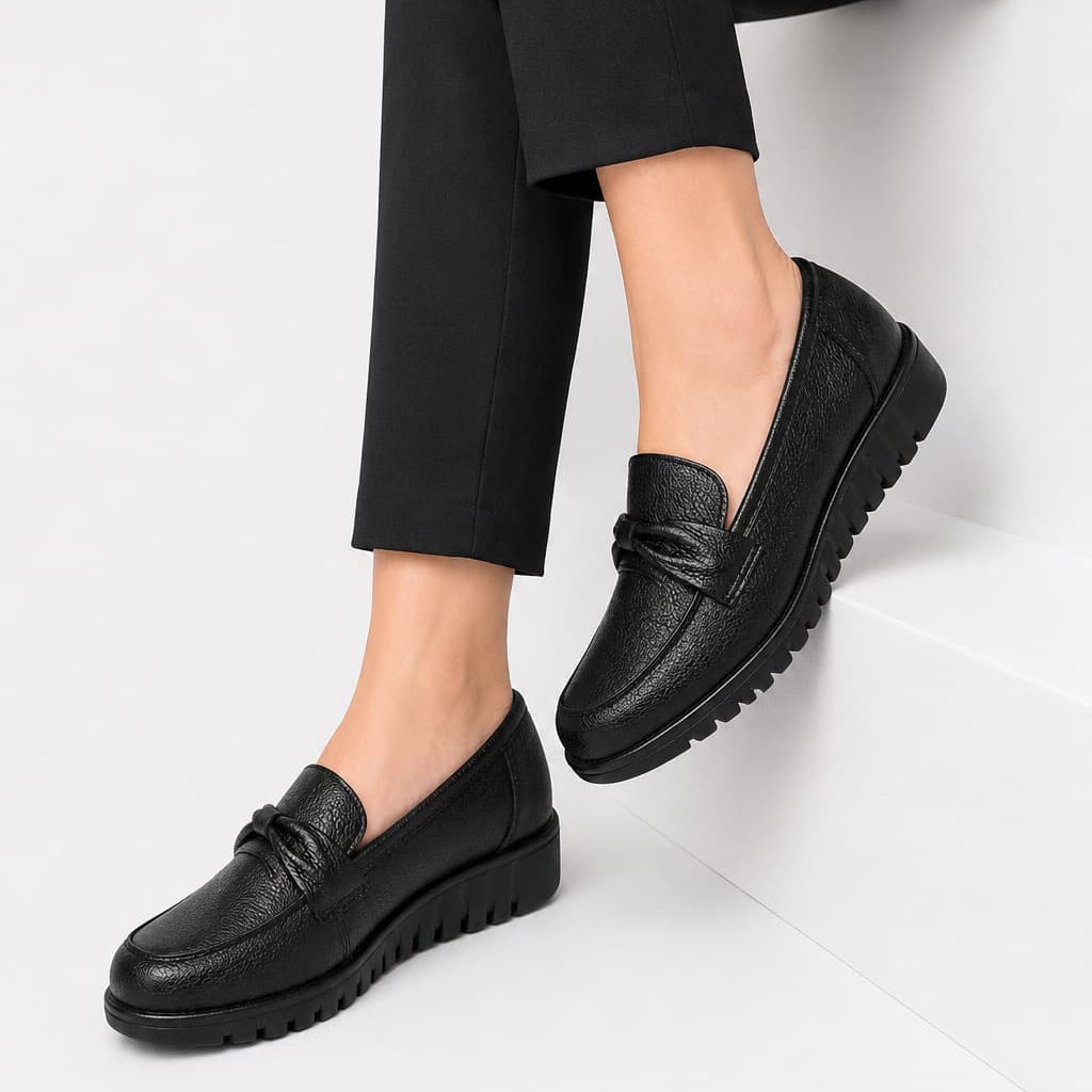 Mocassins Orthopédiques Effet Cuir Avec Coutures Apparentes Pour Femme