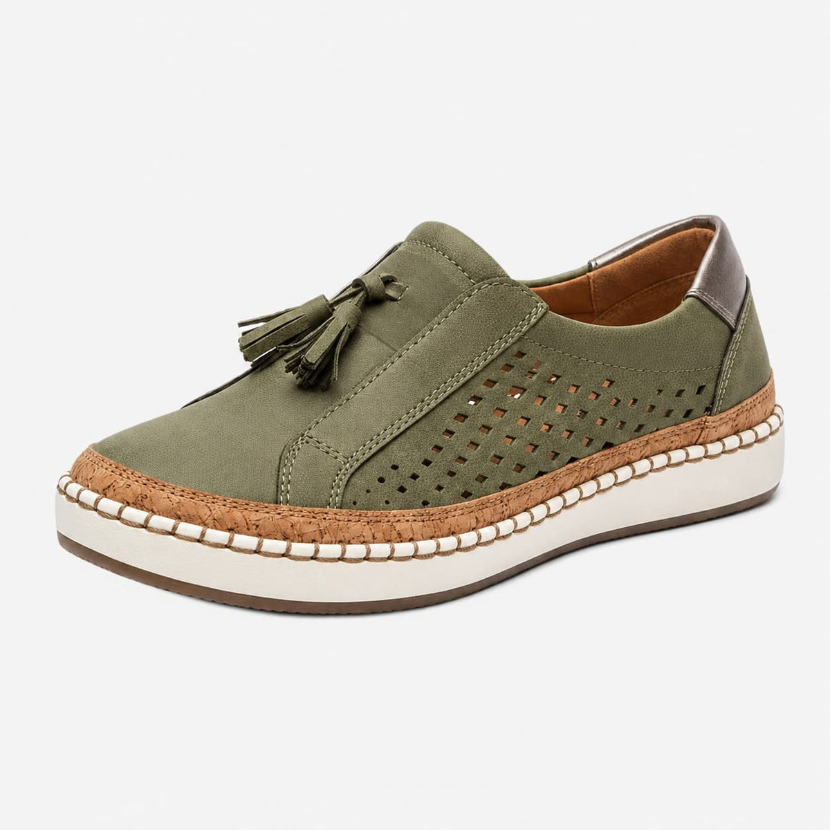 Amari Mocassins en Cuir Slip-On Soutien Voûte Plantaire Confort Chaussures Casual