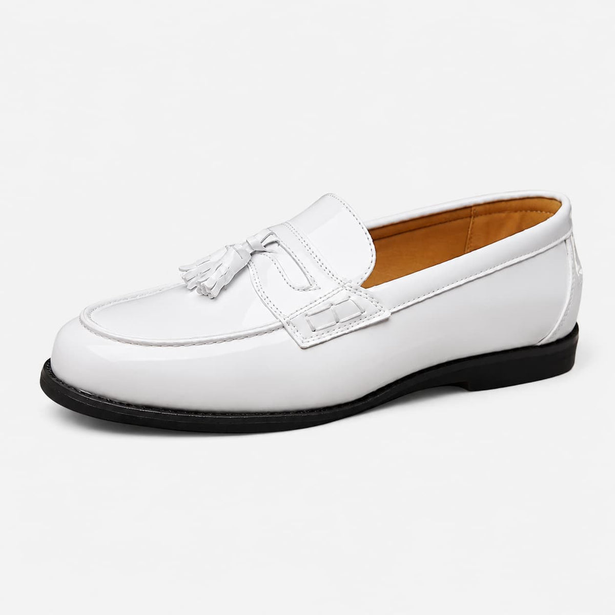 Mocassins À Gland Verni Blanc Pour Hommes