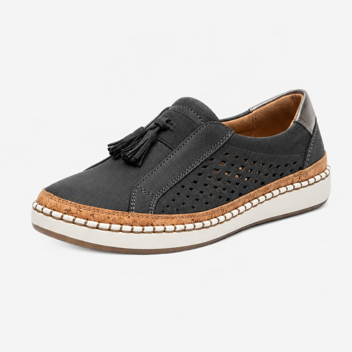 Amari Mocassins en Cuir Slip-On Soutien Voûte Plantaire Confort Chaussures Casual