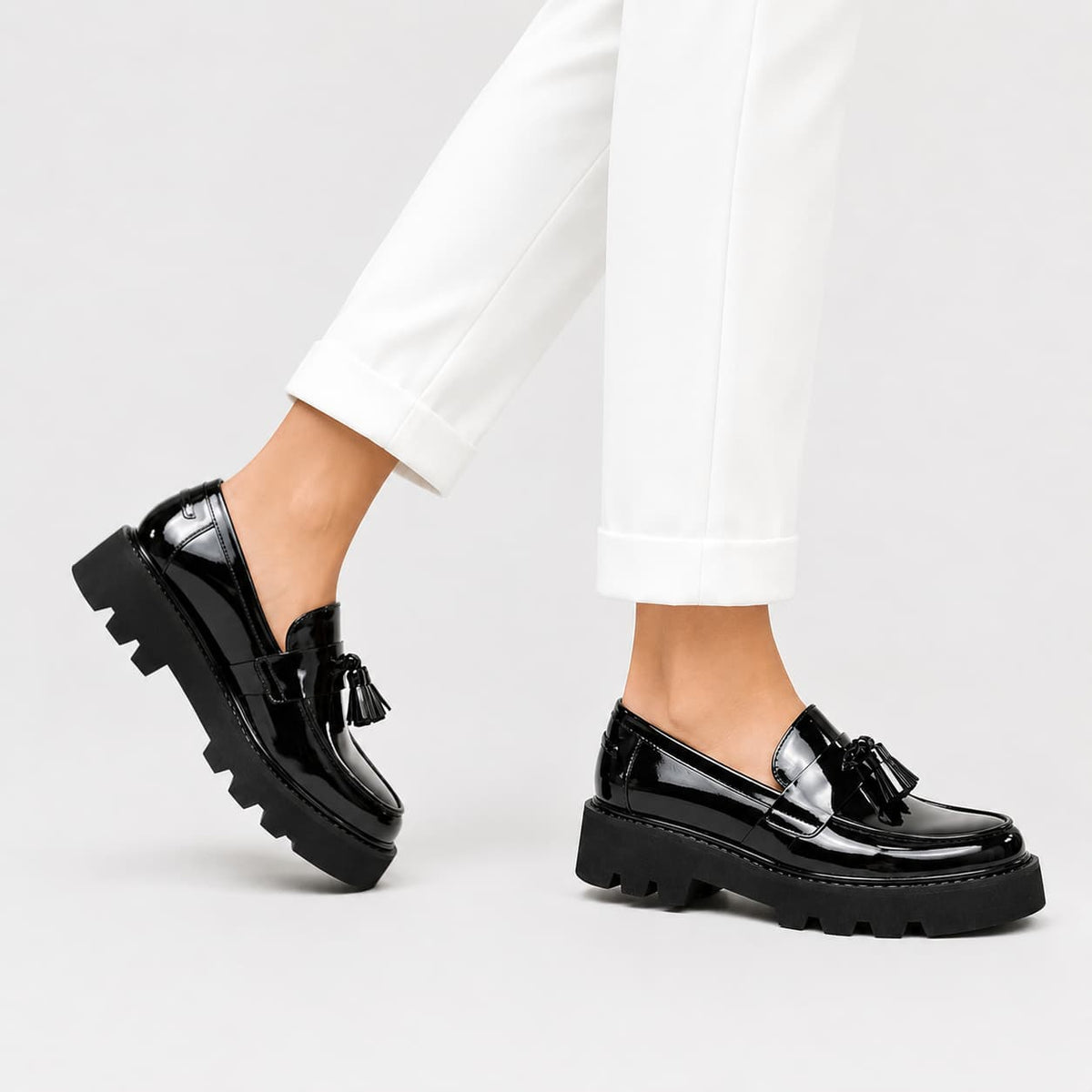 Mocassins Vernis À Plateforme Pour Hommes