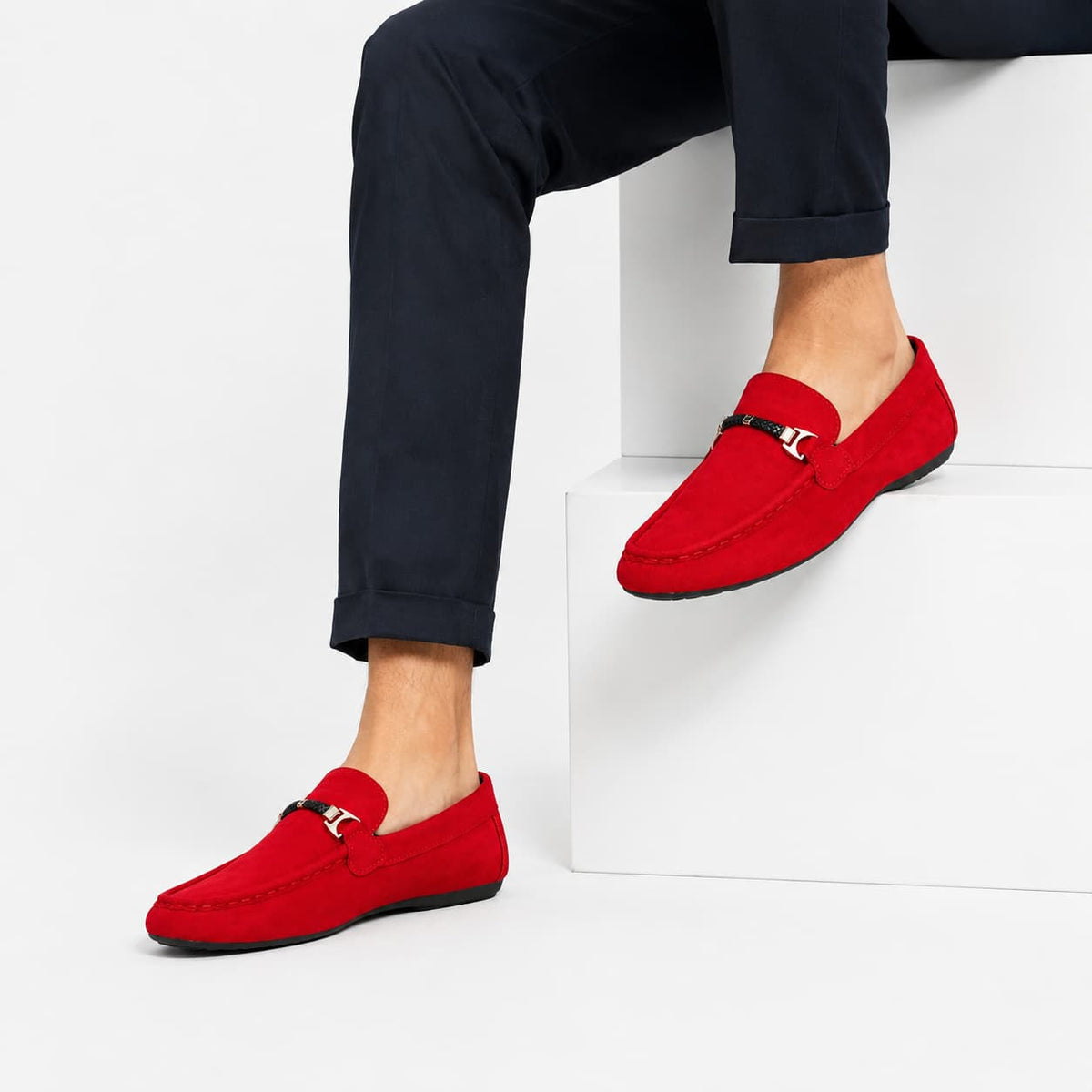 Mocassins À Boucle En Daim Pour Hommes