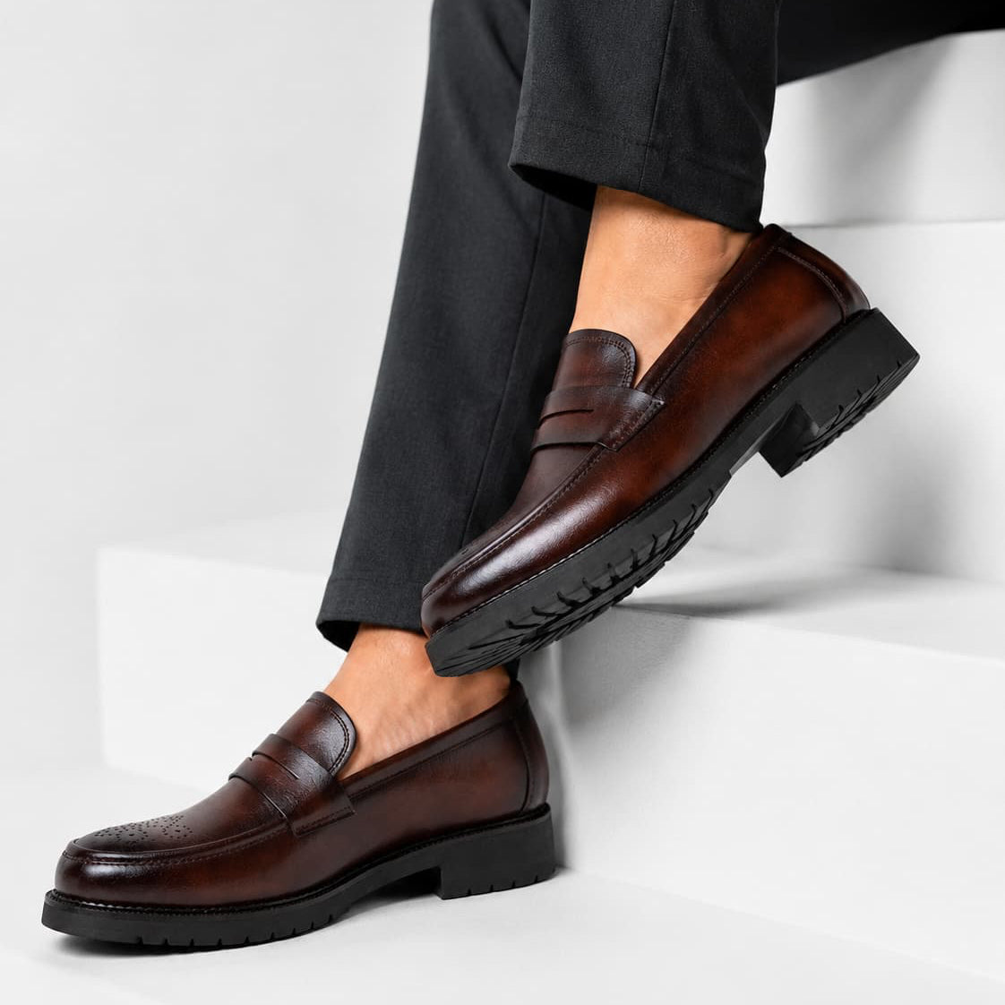 Mocassins Habillés En Cuir Véritable Pour Homme