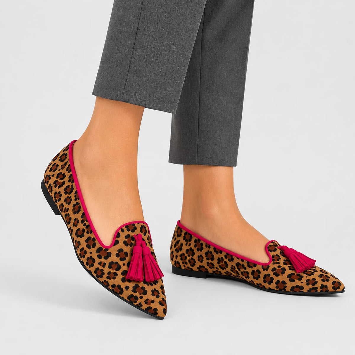 Mocassins Plats À Glands Imprimé Léopard Pour Femme