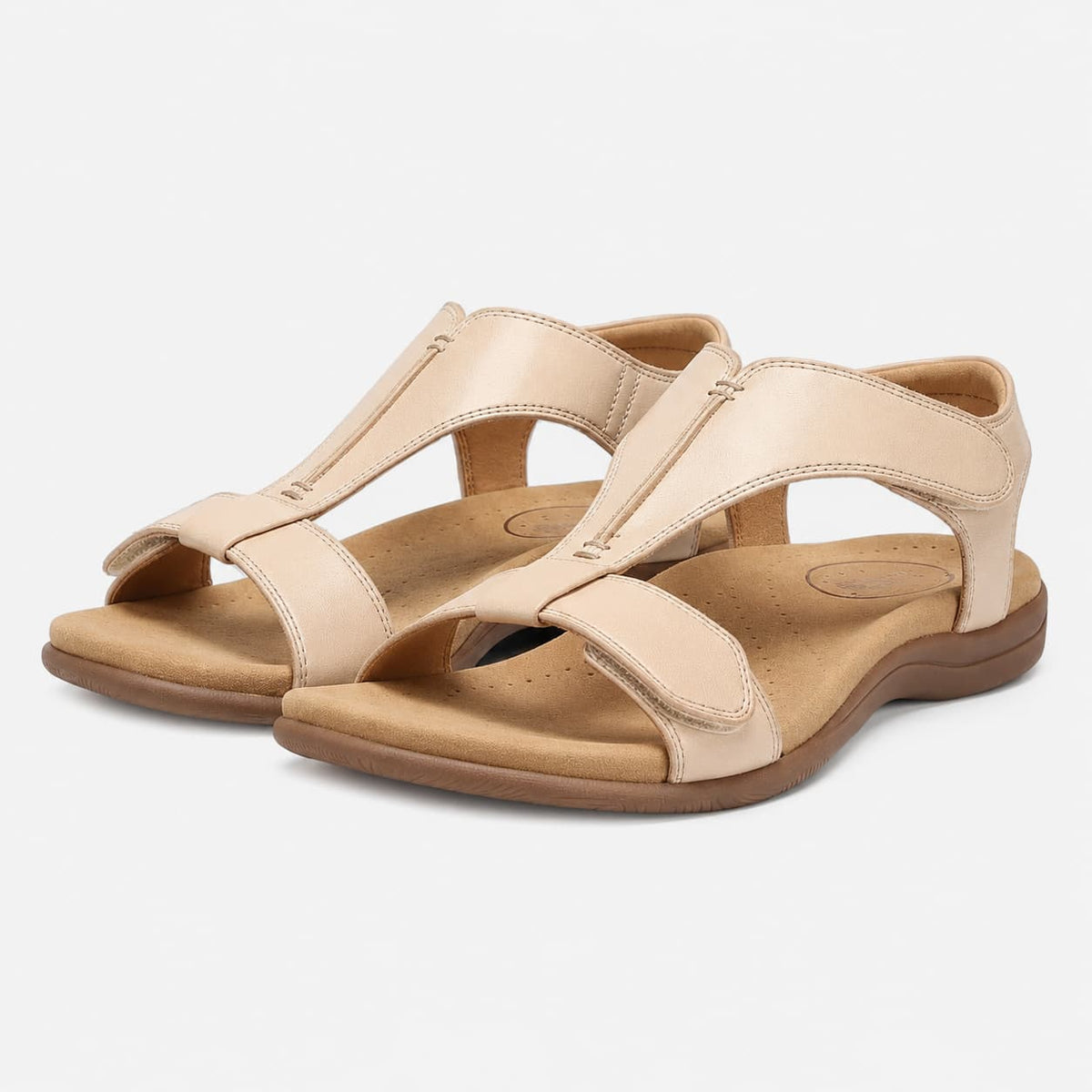 Camille Sandales Cuir Bride en T Ajustable Semelle Ergonomique Légère Chaussures Été