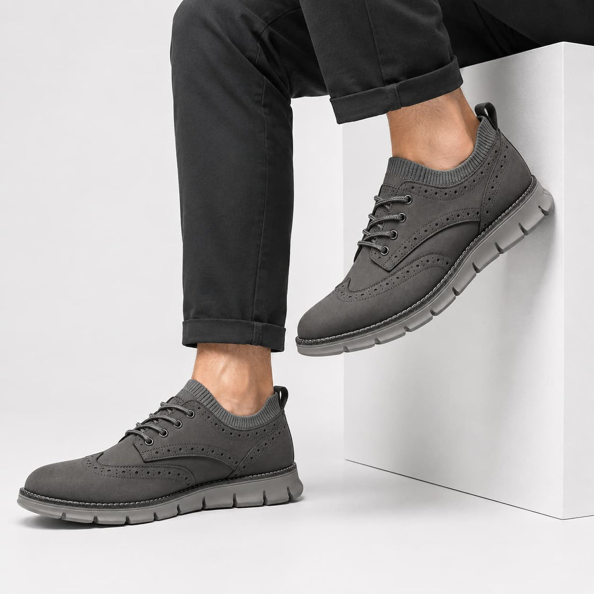 Louis Baskets en Daim Premium Style Brogue Casual Chic et Respirant