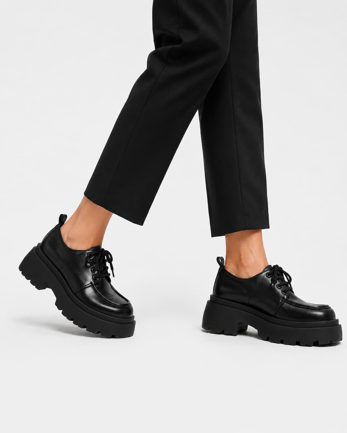 Mocassins À Plateforme En Cuir Synthétique Noir