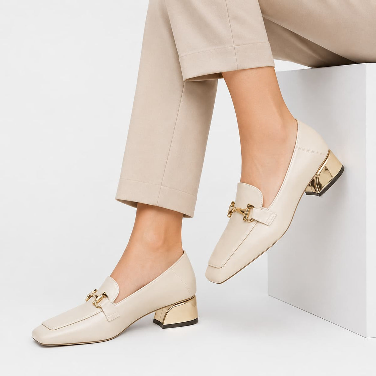 Mocassin Mary Jane Vernis À Talon Carré