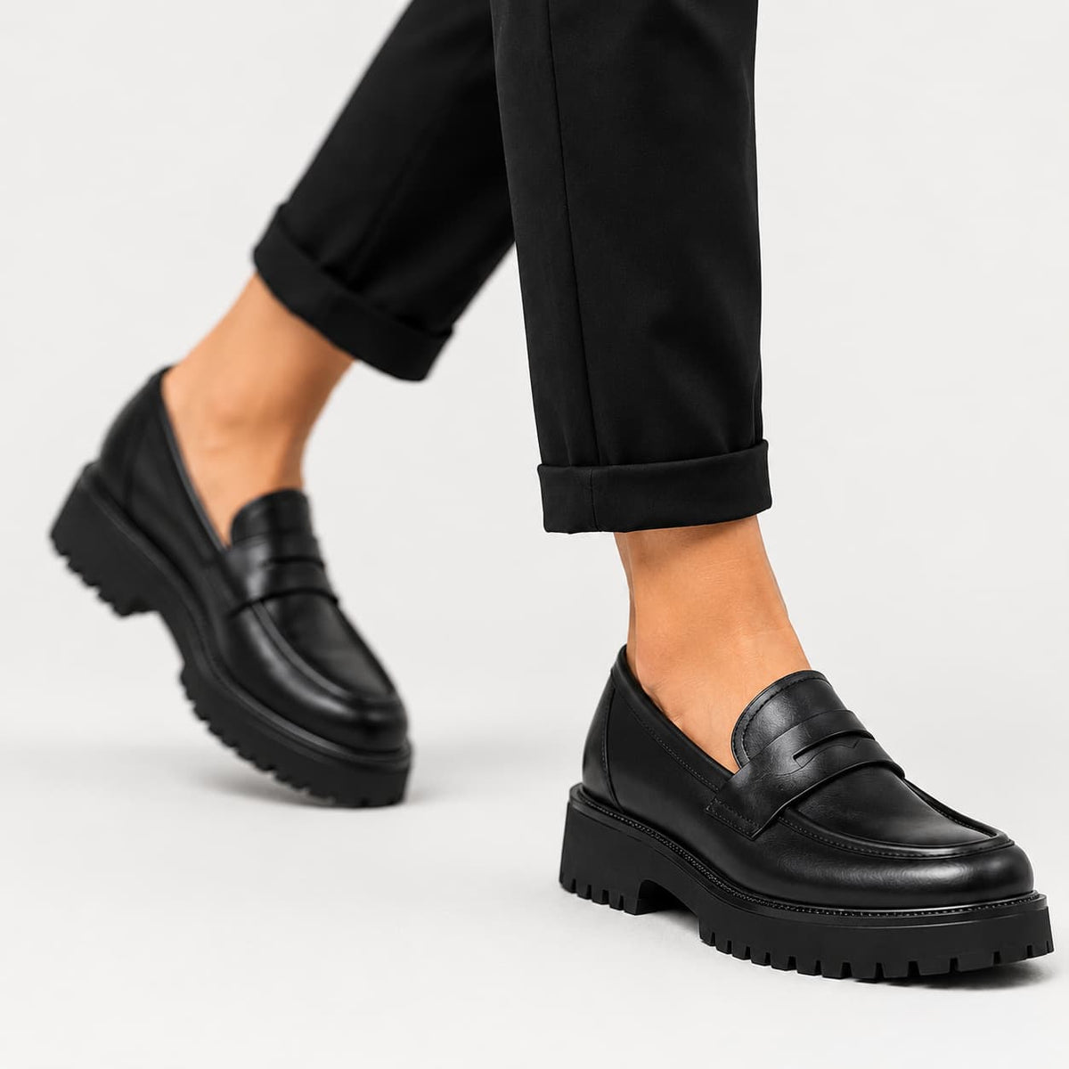 Mocassins En Cuir À Plateforme Pour Femmes