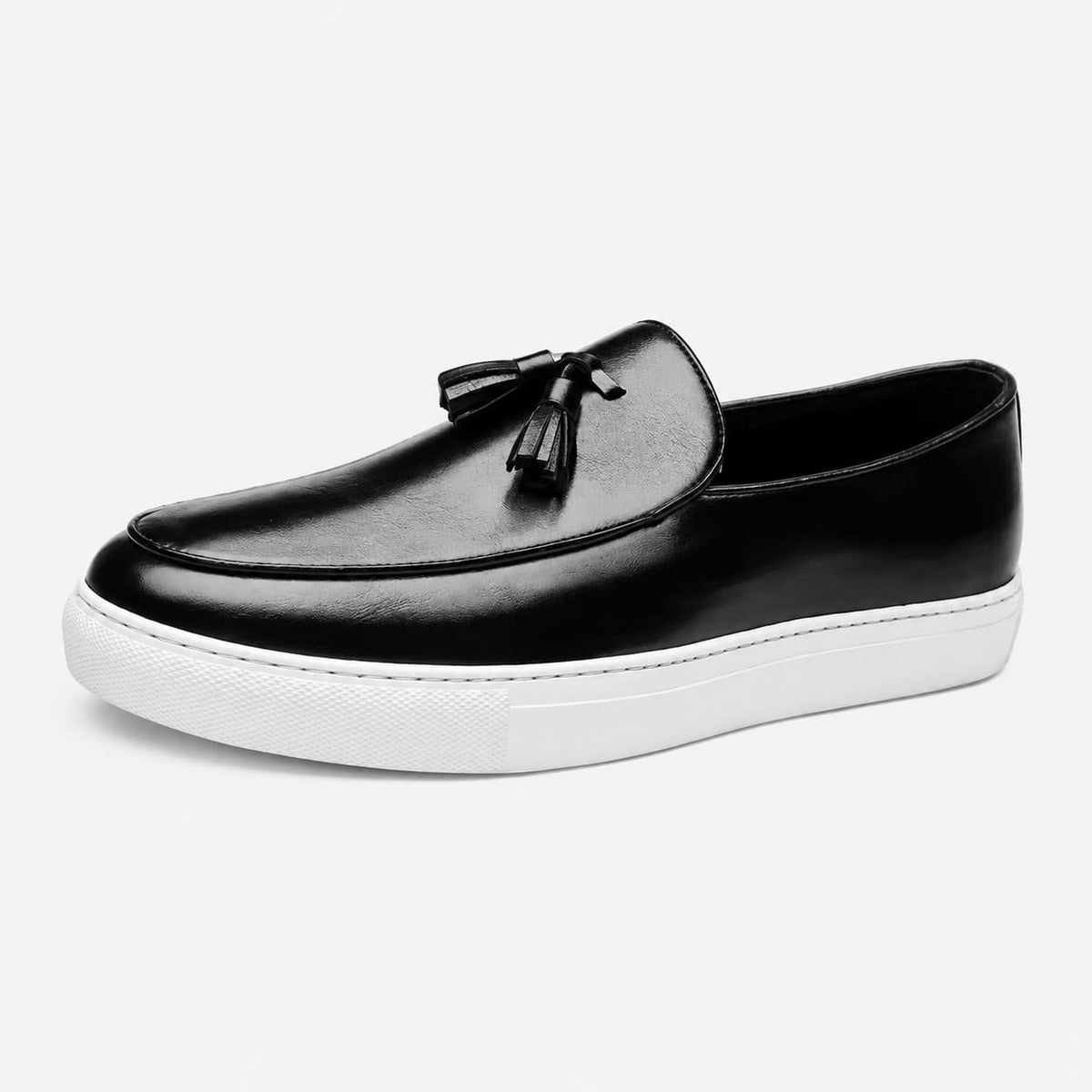Mocassins À Gland En Cuir À Semelles Blanches Pour Hommes