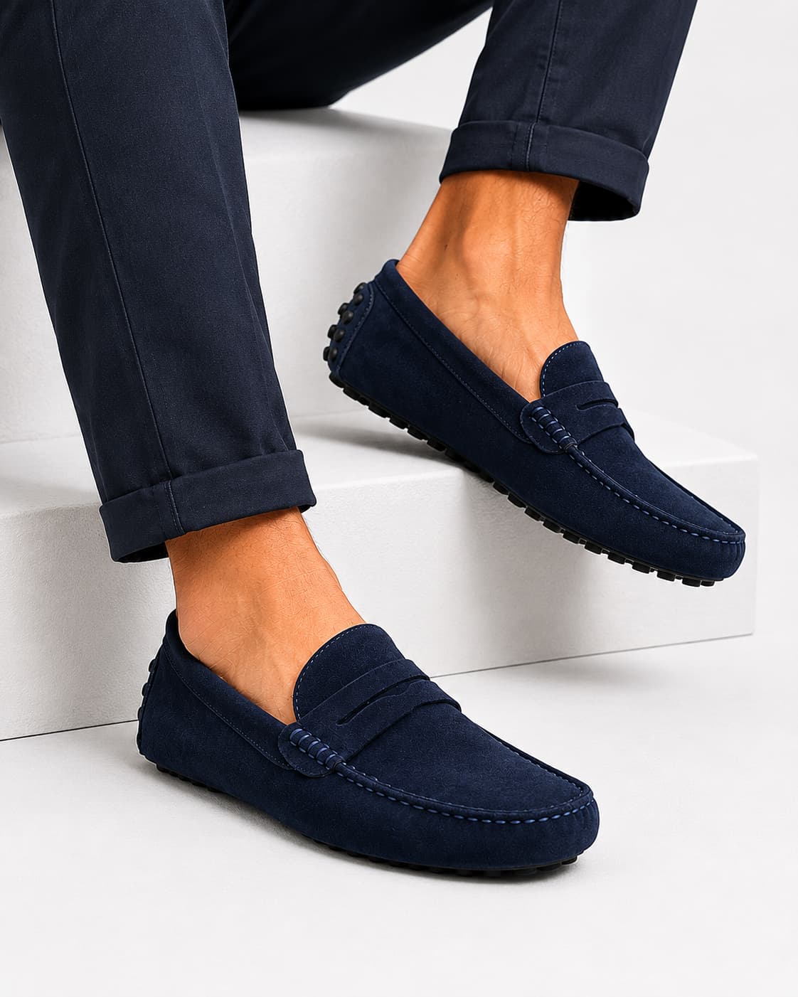 Mocassins Souples En Daim Pour Hommes