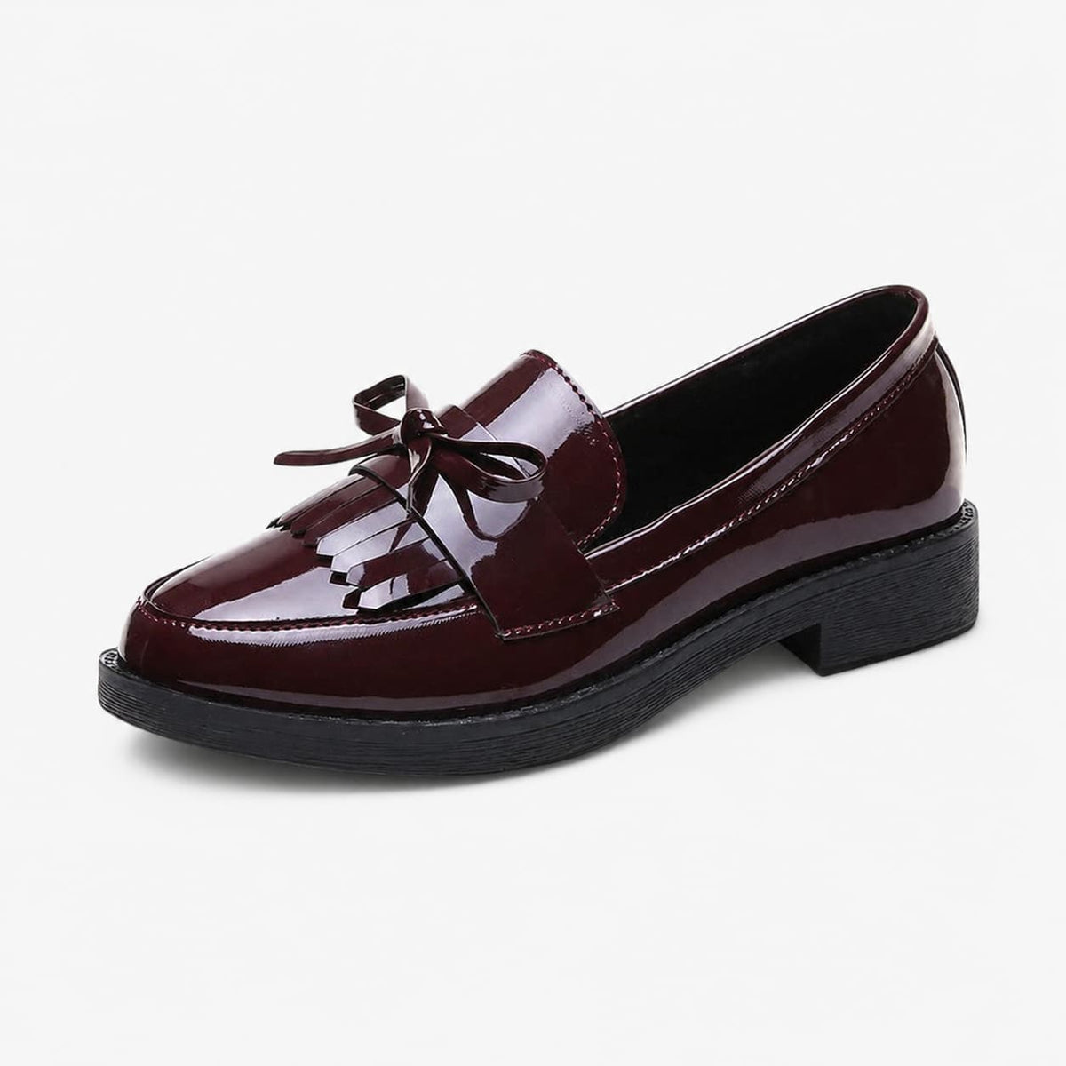 Mocassins À Talons Carrés Avec Frange Dans Le Style Vintage
