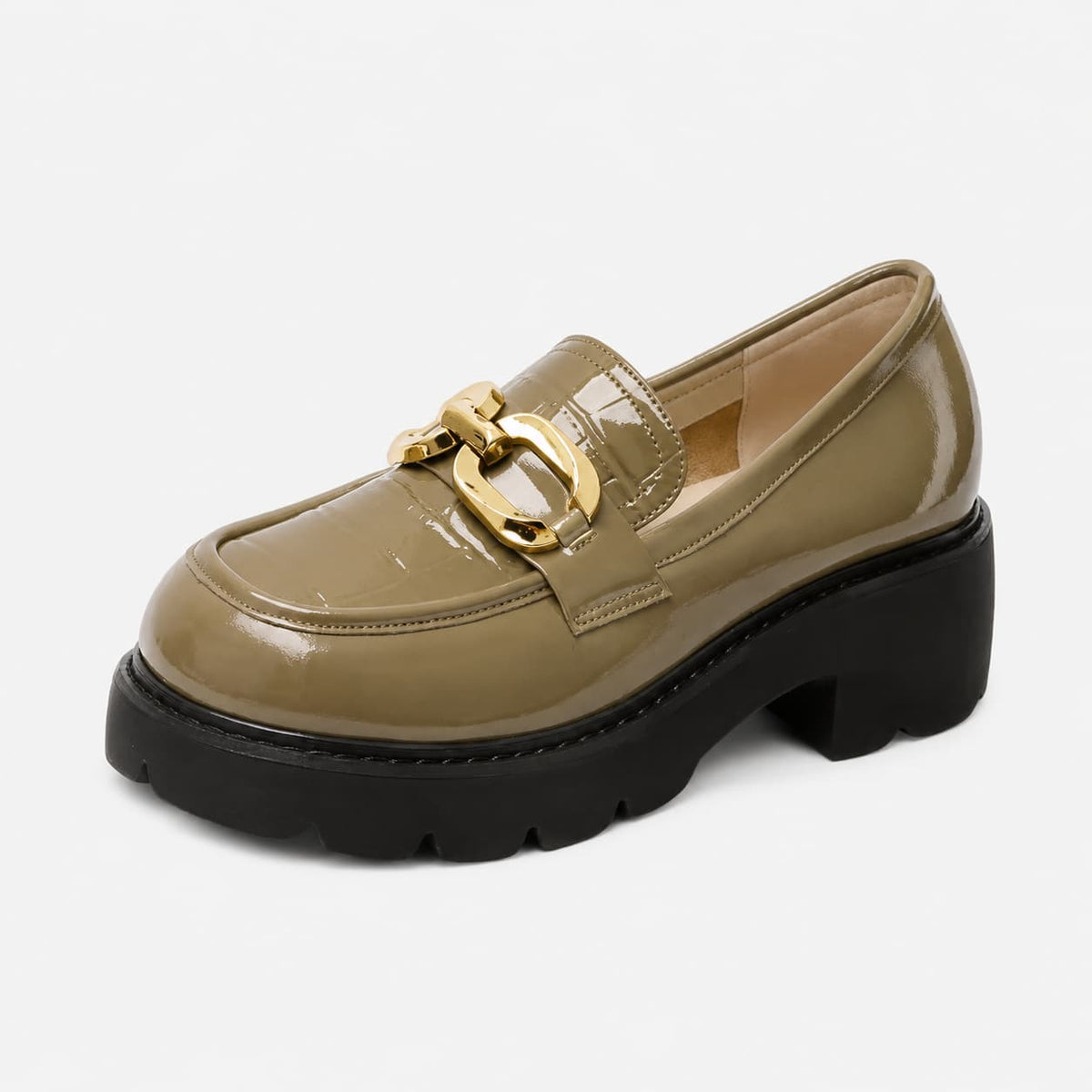Mocassin En Cuir Végan Effet Croco Et À Boucle Dorée