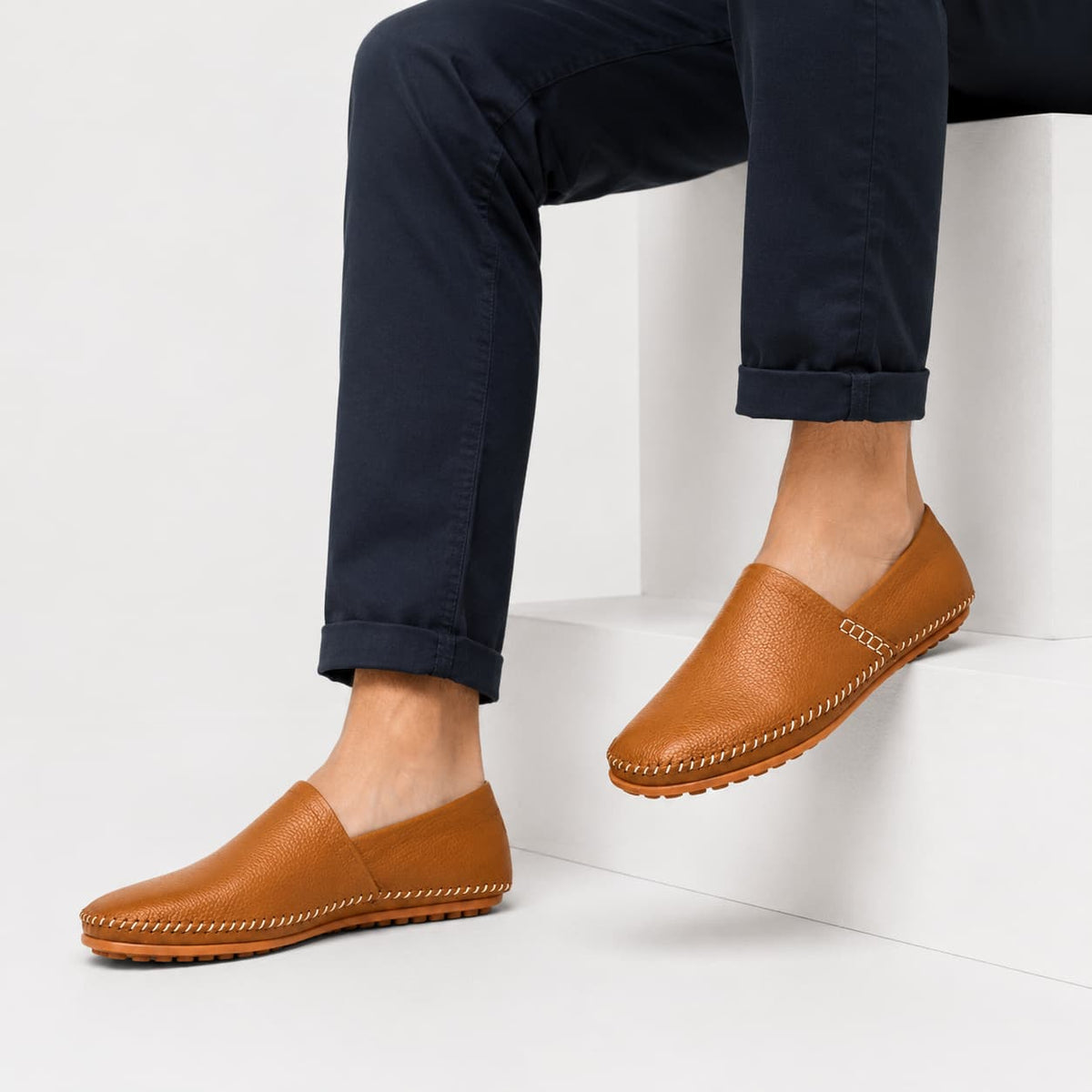 Mocassins Italiens En Cuir Véritable Pour Homme