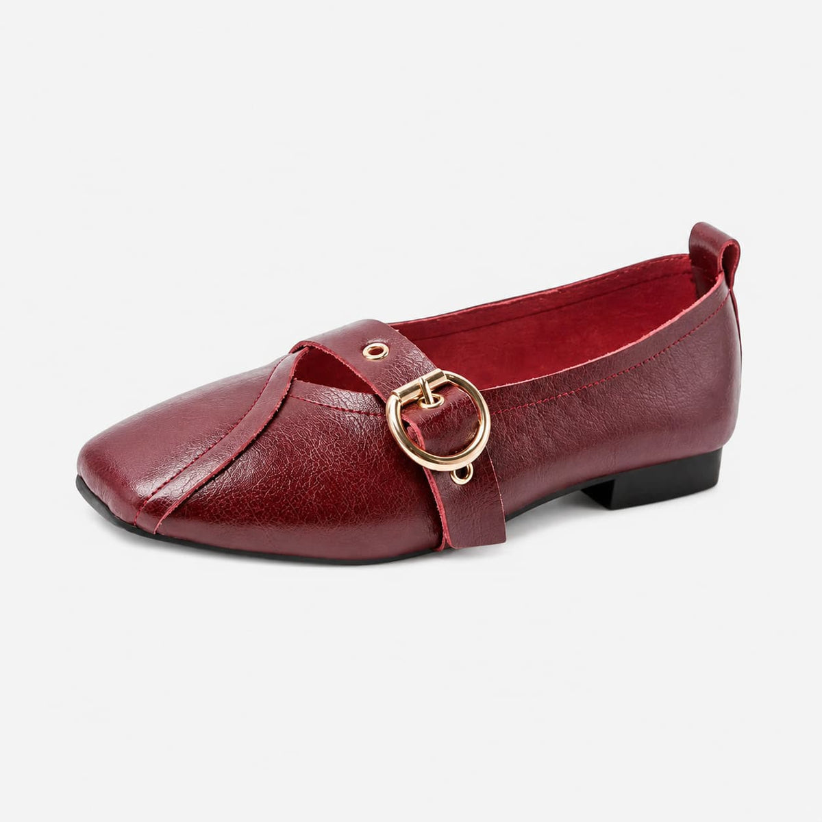Mocassin Rouge À Bout Carré