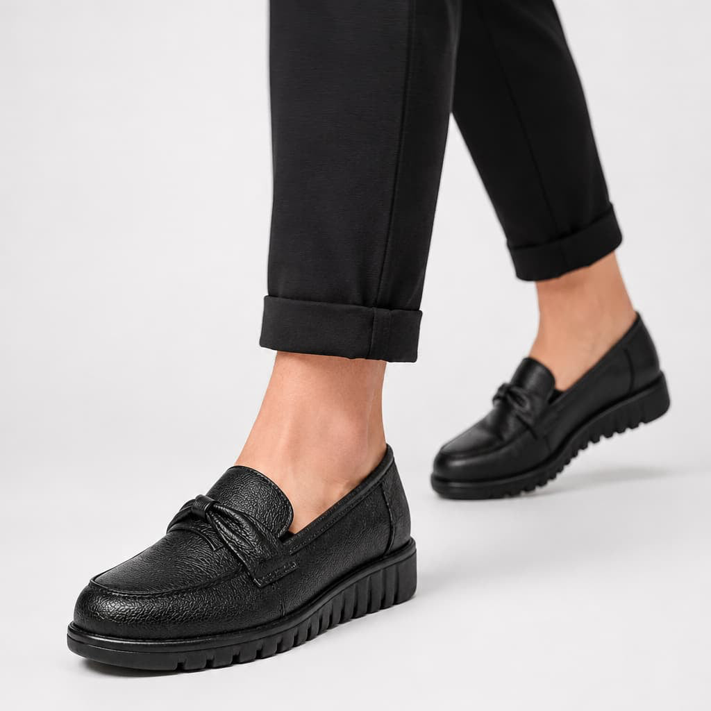 Mocassins Orthopédiques Effet Cuir Avec Coutures Apparentes Pour Femme
