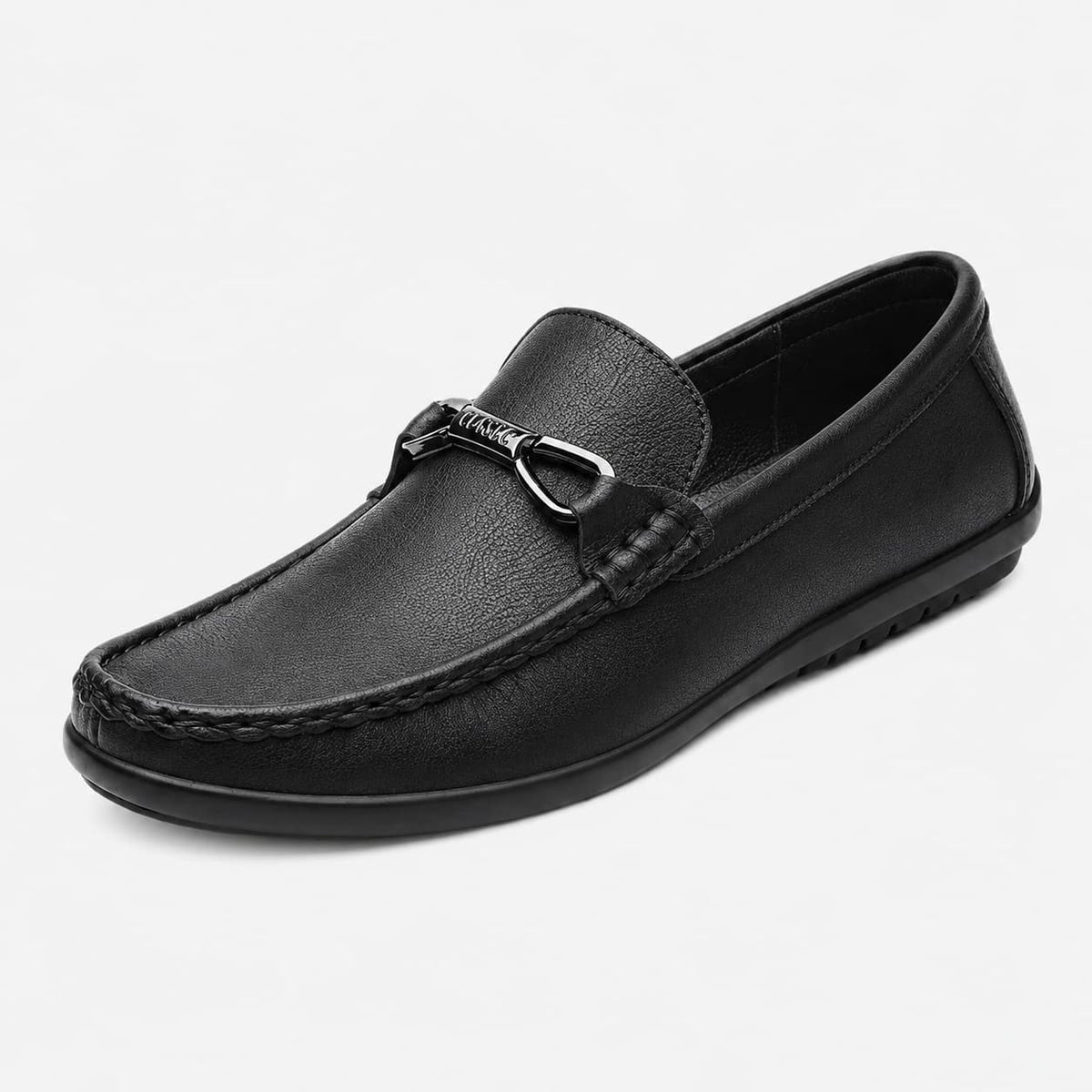 Kevin Mocassins en Cuir Italien Boucle Métallique Confort Structuré Chaussures Slip-On