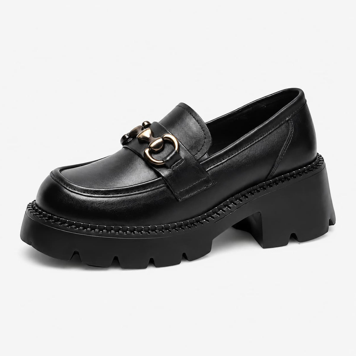 Mocassins En Cuir À Talons Et Mors