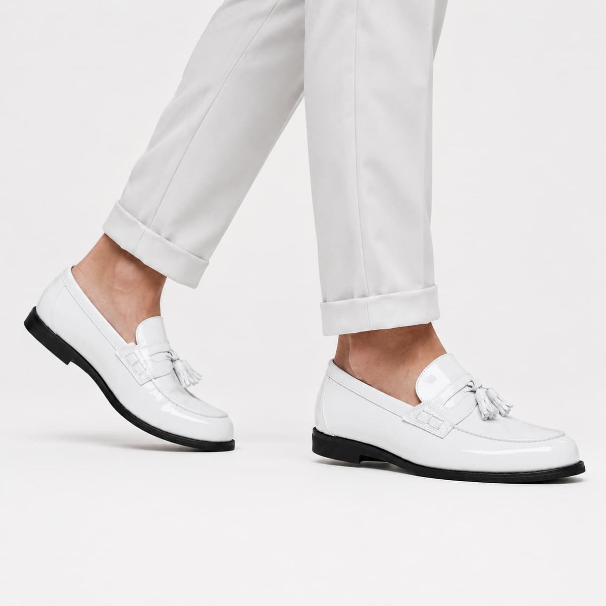 Mocassins À Gland Verni Blanc Pour Hommes