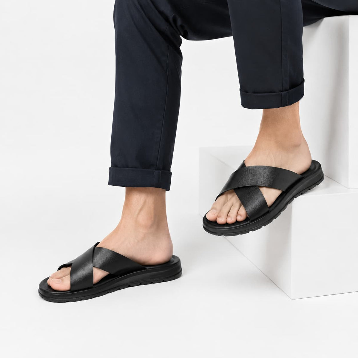 Alessio Sandales en Cuir Slip-On Semelle Antidérapante Confort Estival Premium