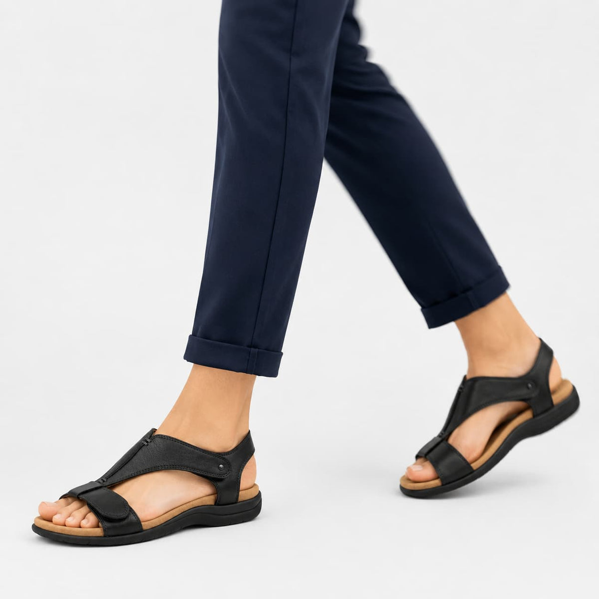 Camille Sandales Cuir Bride en T Ajustable Semelle Ergonomique Légère Chaussures Été