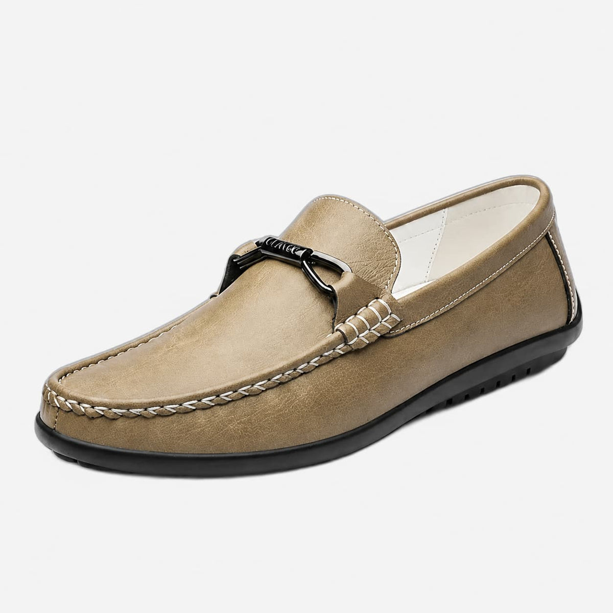 Kevin Mocassins en Cuir Italien Boucle Métallique Confort Structuré Chaussures Slip-On