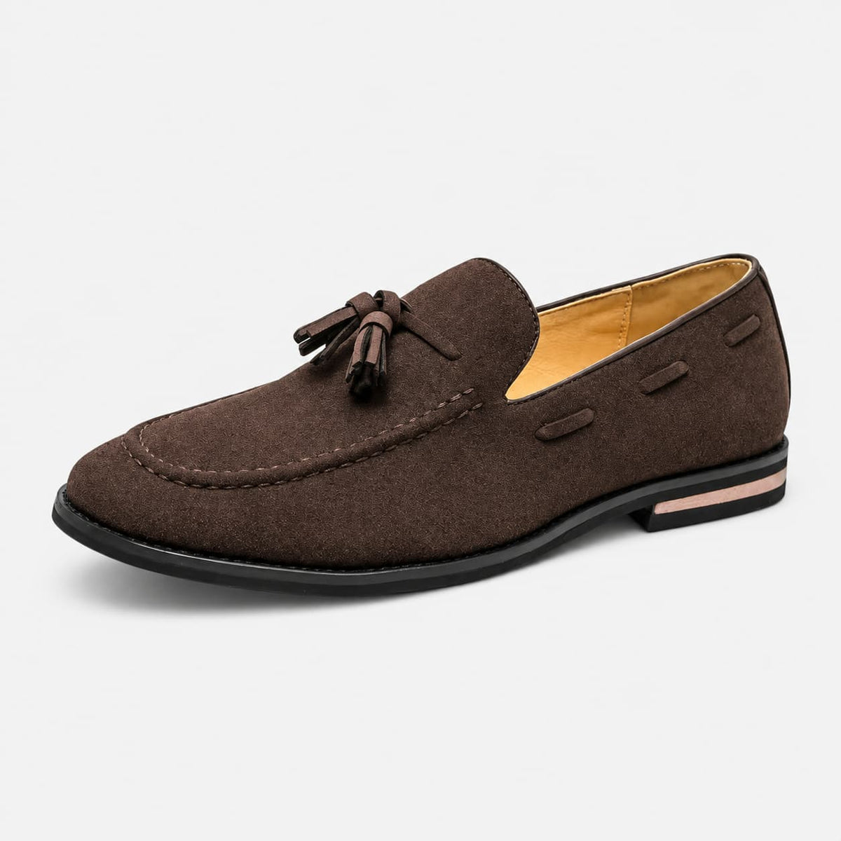 Mocassins À Glands En Cuir Suède À Surpiqûres Blanches