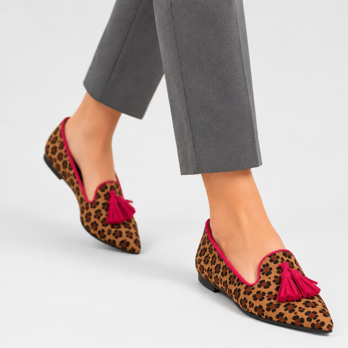Mocassins Plats À Glands Imprimé Léopard Pour Femme